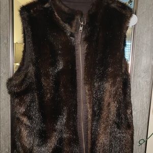 Brown fur vest